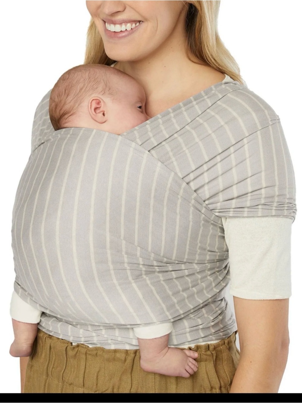 Ergobaby aurawrap striped knit newborn soft wearable neutral tencel lyocell